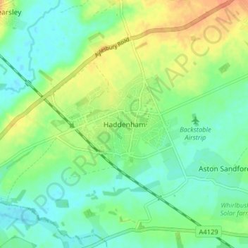 Topografische kaart Haddenham, hoogte, reliëf