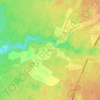 Topografische kaart Samba, hoogte, reliëf