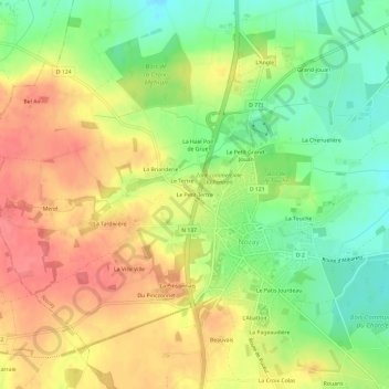 Topografische kaart Le Petit Tertre, hoogte, reliëf