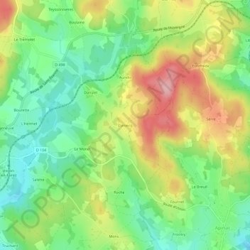 Topografische kaart Daniecq, hoogte, reliëf