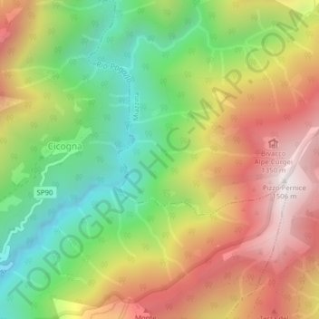 Topografische kaart Or di Ruvel, hoogte, reliëf
