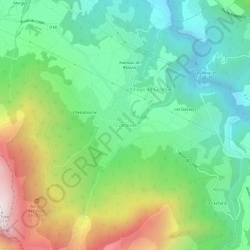Topografische kaart Cordéac, hoogte, reliëf