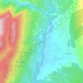 Topografische kaart Pedruel, hoogte, reliëf