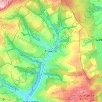 Topografische kaart Alsweiler, hoogte, reliëf