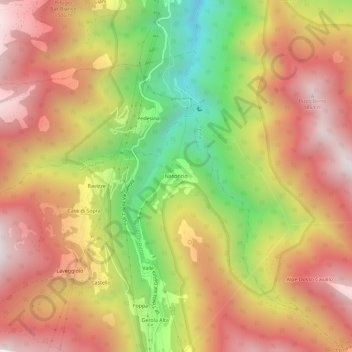 Topografische kaart Nasoncio, hoogte, reliëf