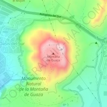 Topografische kaart Montaña de Guaza, hoogte, reliëf