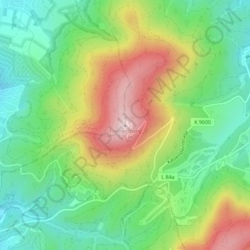 Topografische kaart Fremersberg, hoogte, reliëf
