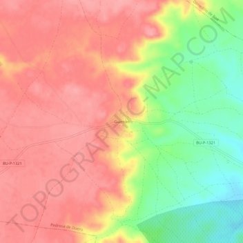 Topografische kaart Guzmán, hoogte, reliëf