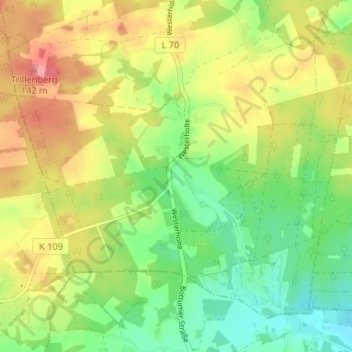 Topografische kaart Westerholte, hoogte, reliëf