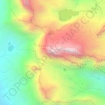 Topografische kaart Tunari, hoogte, reliëf