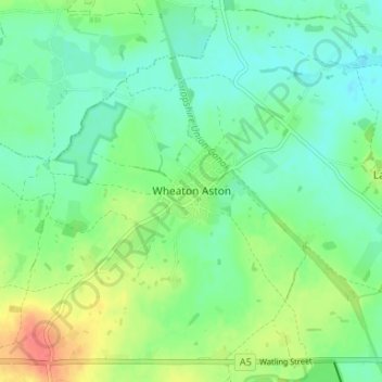 Topografische kaart Wheaton Aston, hoogte, reliëf