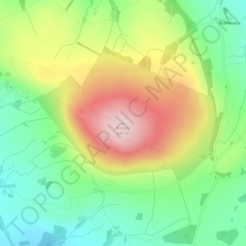 Topografische kaart Binsey, hoogte, reliëf