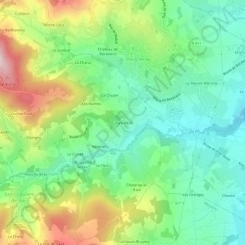 Topografische kaart Logis-Neuf, hoogte, reliëf