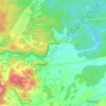 Topografische kaart Hannesreuth, hoogte, reliëf