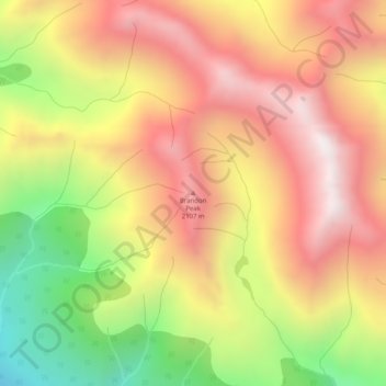 Topografische kaart Brandon Peak, hoogte, reliëf