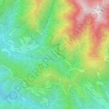Topografische kaart Compione, hoogte, reliëf