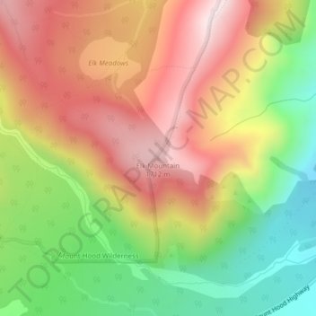 Topografische kaart Elk Mountain, hoogte, reliëf