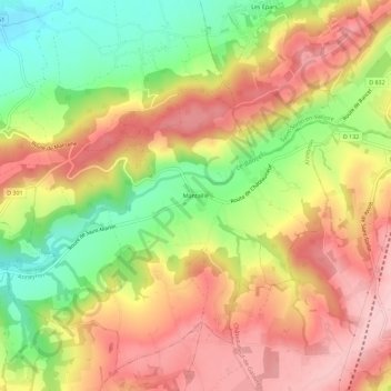 Topografische kaart Mantaille, hoogte, reliëf