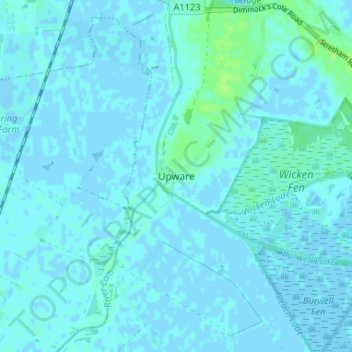 Topografische kaart Upware, hoogte, reliëf
