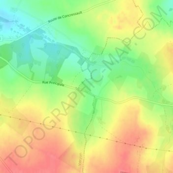 Topografische kaart Le Champ du Gue, hoogte, reliëf
