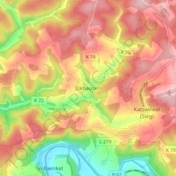 Topografische kaart Elkhausen, hoogte, reliëf