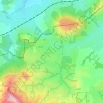 Topografische kaart Higher Halstock Leigh, hoogte, reliëf