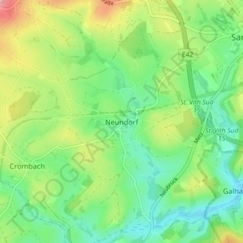 Topografische kaart Neundorf, hoogte, reliëf