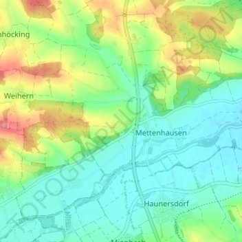 Topografische kaart Haag, hoogte, reliëf