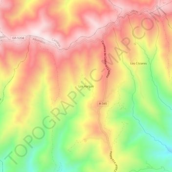 Topografische kaart Los Vargas, hoogte, reliëf