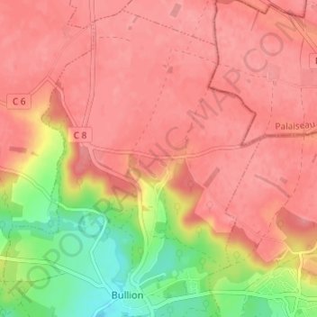 Topografische kaart Longchène, hoogte, reliëf
