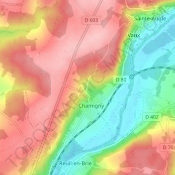 Topografische kaart Larrue, hoogte, reliëf