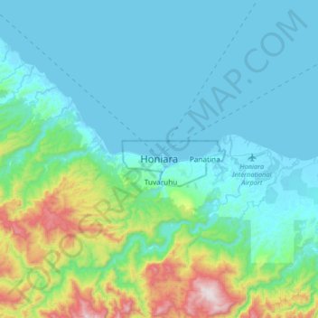 Topografische kaart Honiara, hoogte, reliëf