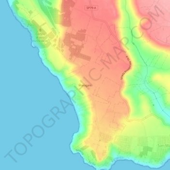 Topografische kaart Maragani, hoogte, reliëf