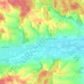 Topografische kaart Schlipps, hoogte, reliëf