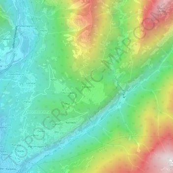 Topografische kaart Altoggio, hoogte, reliëf