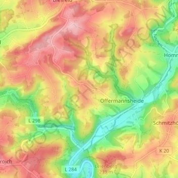 Topografische kaart Engeldorf, hoogte, reliëf