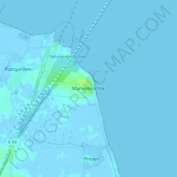 Topografische kaart Marienleuchte, hoogte, reliëf