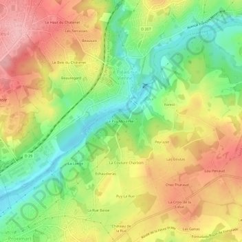 Topografische kaart Le Puy Moulinier, hoogte, reliëf