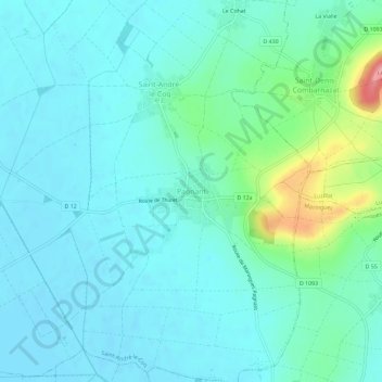 Topografische kaart Pagnant, hoogte, reliëf