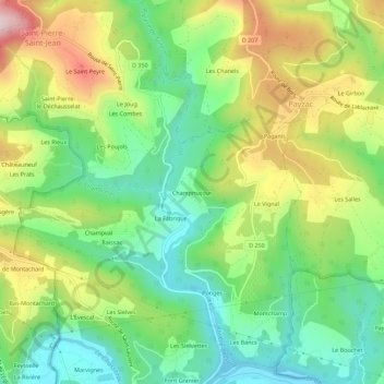 Topografische kaart Champmajour, hoogte, reliëf