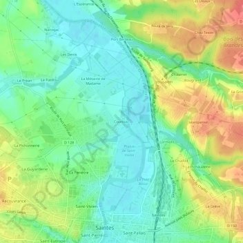 Topografische kaart Courbiac, hoogte, reliëf