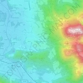 Topografische kaart Birkenstein, hoogte, reliëf