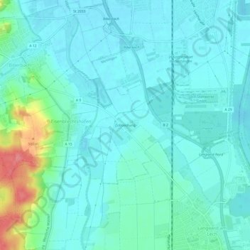 Topografische kaart Zollsiedlung, hoogte, reliëf