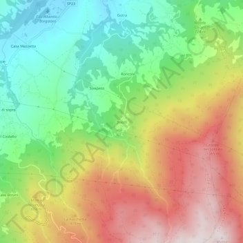 Topografische kaart Buzzò, hoogte, reliëf