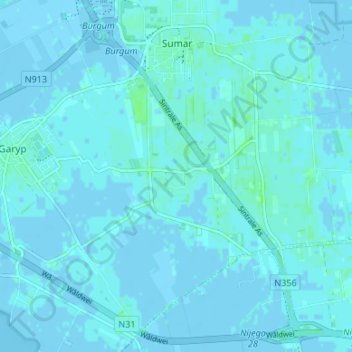 Topografische kaart Sumarreheide, hoogte, reliëf
