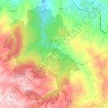 Topografische kaart Le Macchie, hoogte, reliëf