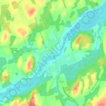 Topografische kaart Hastings, hoogte, reliëf