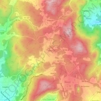 Topografische kaart Nabais, hoogte, reliëf
