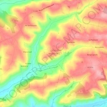 Topografische kaart Boissonnade, hoogte, reliëf