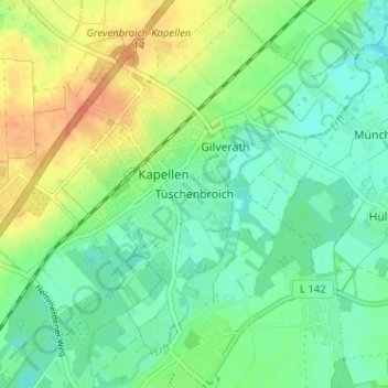 Topografische kaart Tüschenbroich, hoogte, reliëf